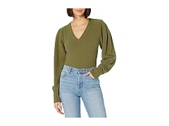 The Drop Edith Pleated Shoulder V-Neck