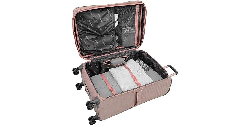 London Fog Newcastle Borsa Sottosella 38 Cm - Rosa Antracite Spina Di Pesce, Trolley Da Cabina Con Ruote - 5
