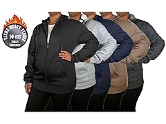 Womens Heavyweight Fleece-Lined Full Zip Hoodie