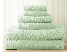 6-Piece Jacquard/Solid Boho Towel Set