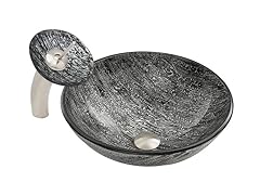 VIGO Titanium Glass Vessel Sink & Waterfall Faucet Set in Brushed Nickel Finish