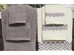 6-Piece 100% Cotton 600GSM Towel Set with Chevron Border