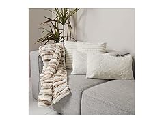 Faux Fur Throw Blanket & Pillow Set