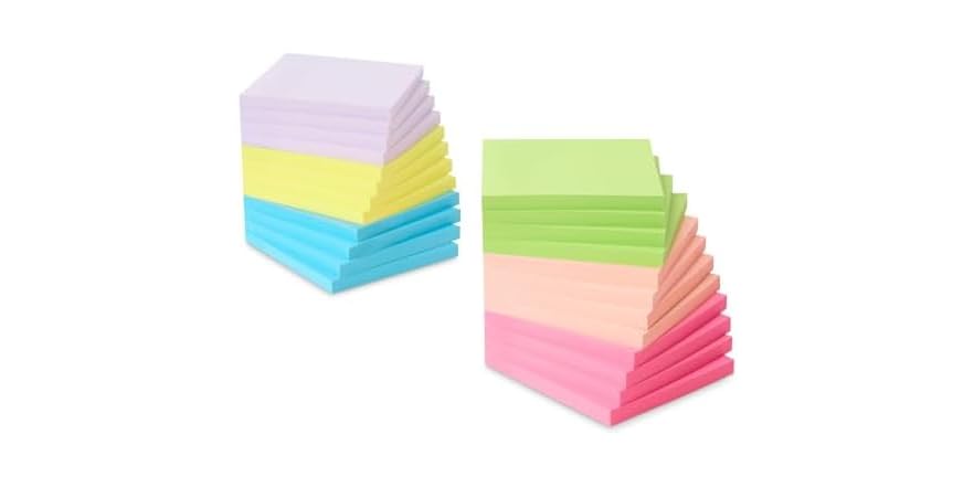 Amazon Basics Square Sticky Plus Notes, Pack of 24