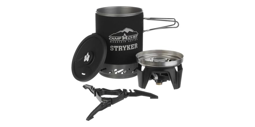 Réchaud De Camping Camp Chef Mountain Stryker 100 (MS100) – Au Gaz Isobutane, Noir/rouge, Avec Housse