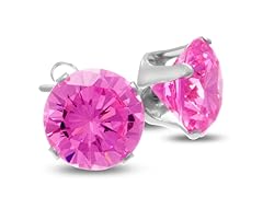 Pink CZ Stud Earrings in Sterling Silver