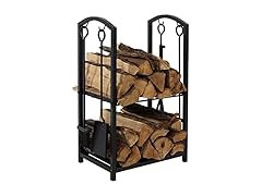 Sunnydaze 4-Piece Fireplace Log Rack & Tool Set