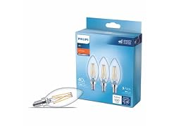 Phillips 3.3W (40W Equivalent) Daylight B11 Candelabra Clear LED Decorative Light Bulb