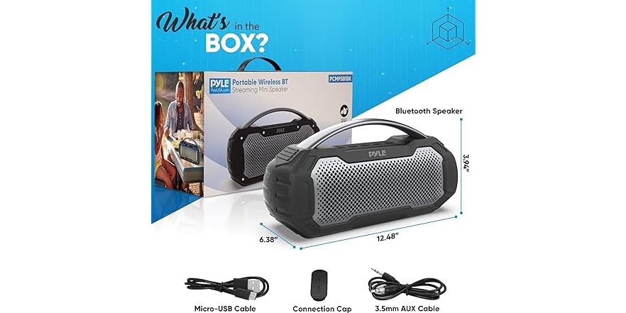 Pyle Portable Wireless Bluetooth Loud Streaming Speaker