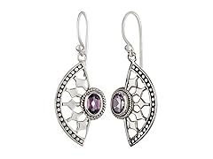 Greg Anthony Bali Genuine Purple Amethyst Dangle Earrings With Purple Amethyst