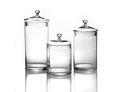 Style Setter/Soho 3-Pc Glass Canisters w/Gold Knobs