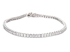 18K White Gold Simulated Diamond Tennis Bracelet