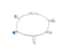 SS Se Crystal Star And Moon Charm Bracelet