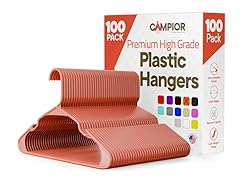 Plastic Clothes Hangers Pack of 100, Brown