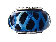 Black & Blue Basketweave Glass Bead