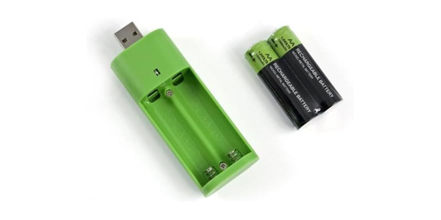 USB AA Double Battery Charger with 2 AA Rechargeable Batteries