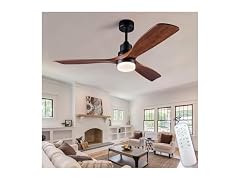 XBIBI 52" Wood Ceiling Fan w/ Light & Remote