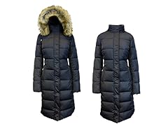 Women's Long Parka with Faux Fur Hood
