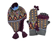 MUK LUKS® Fur Lined Helmet w Glove, Plum
