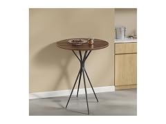 VASAGLE Bar Table, Round Cocktail High Top Pub Bistro Table, Steel Frame
