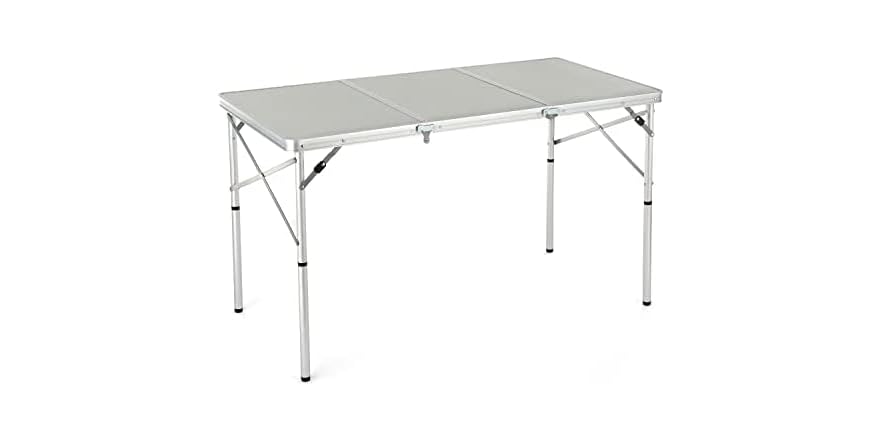 Arrowhead Outdoor 39" Aluminum Folding Camp Table - Adjustable Height, Undertable Mesh Storage Shelf, Carry Bag Included