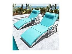 zzwhom 8001 ZZWHOM Wicker Outdoor Chaise Lounge Set of 2