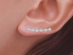 Silver CZ Look of 6in1 Ear Pin Earrings