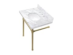 Kingston Brass Vanity Top, Carrara Marble White/Brushed Brass