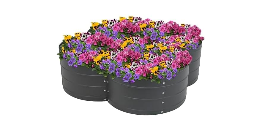 Sunnydaze NPH-526 Clover Steel Garden Bed - Grey