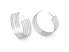 Sterling Silver Mutli Row Post Hoops