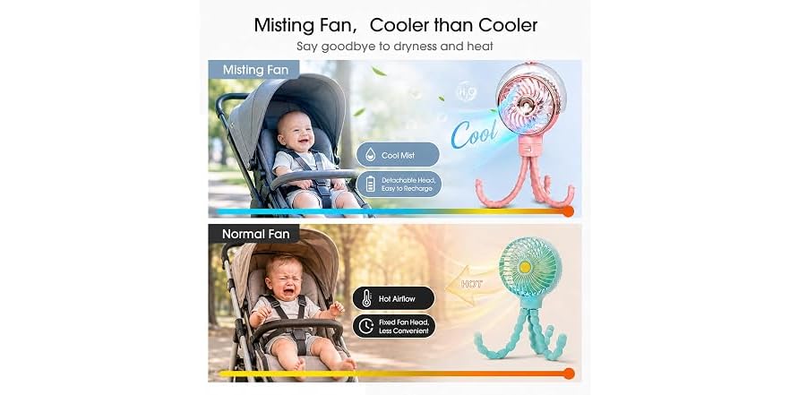 Ausic Misting Portable Stroller Fan