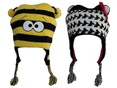 Children's Animal Beanie 2-PK: Bumblebee and Houndstooth