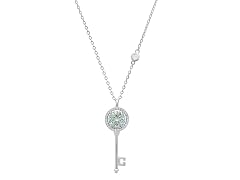 Turquoise Moissanite Key Necklace