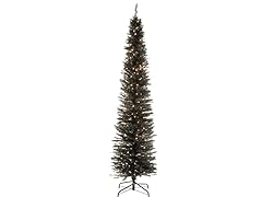 7' Black Tinsel Tree 210 Clear