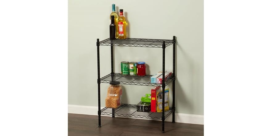 3 Tier Wire Shelf Rack Black