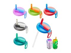 DIPESI Soda Can Lids w/ Straws, 6 Pack