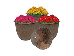 Sunnydaze Dinah 12.5" Metal Outdoor Pot Set, Brown