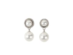 SS Double Mother of Pearl Drop Earrings