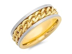 Men's Two-Tone Titanium Ring With Chain