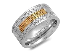 SS Ring w/ 18kt Gold Greek Key Accent