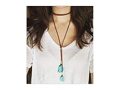 Doubnine Turquoise Choker Boho Wrap Neck
