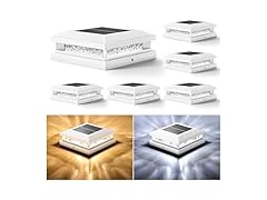 Bosceos Solar Post Cap Lights 6-Pack, 2 Modes