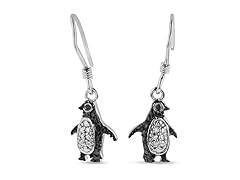 Black Diamond Penguin Earrings