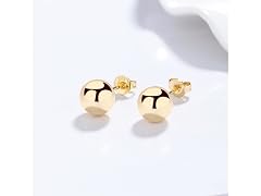14K Gold Ball Stud Earrings