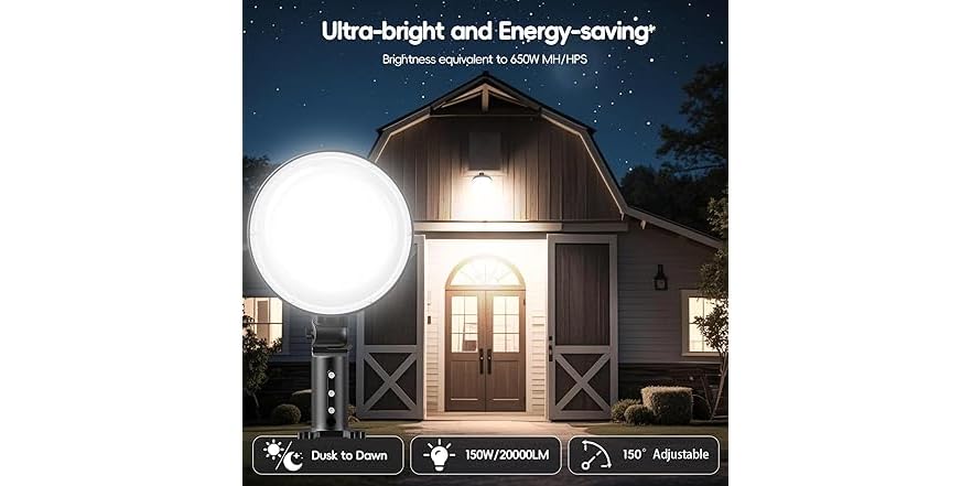 150W 20000LM Dusk to Dawn Outdoor Lighting