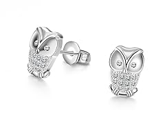 White Gold Owl Pave Studs