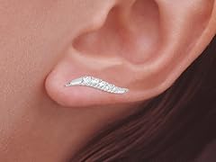 Silver Graduated CZ Ear Pin Earrings