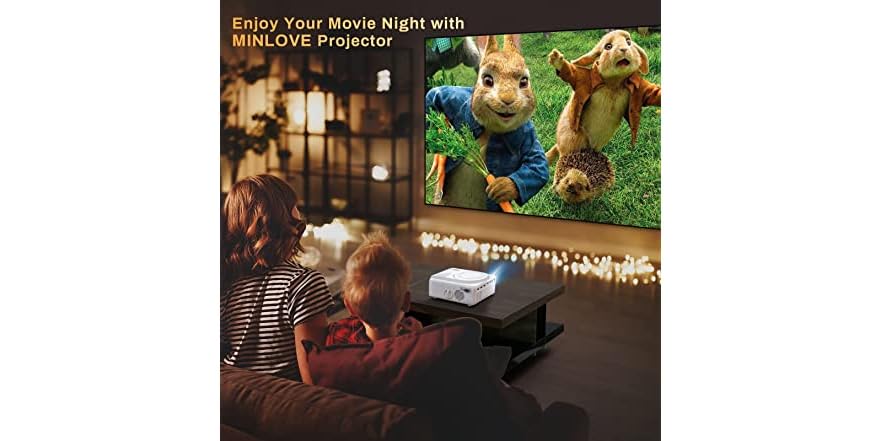 MINLOVE 1080P Portable DVD Projector (Open Box)