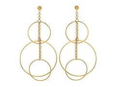 Ladies 18k Round Hang Earrings