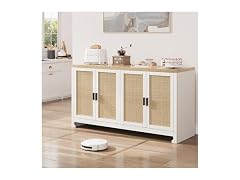 IDEALHOUSE 61" Rattan Cabinet, 4 Doors